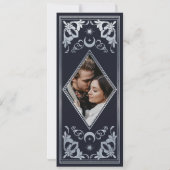 Silver Art Nouveau Tarot Foto Save the Date Einladung (Rückseite)