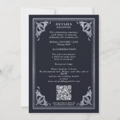 Silver Art Nouveau Tarot Gothic QR Code Hochzeit Einladung (Rückseite)