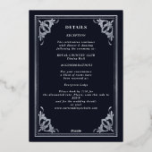 Silver Art Nouveau Tarot Gothic Wedding All-in-One Folieneinladung (Rückseite)