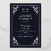 Silver Art Nouveau Tarot Gothic Wedding All-in-One Folieneinladung (Rückseite)