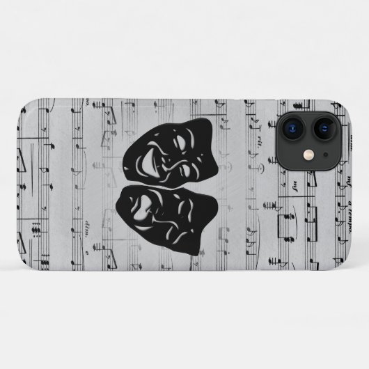 Silver Art Unites Theatermasken Case-Mate iPhone Hülle (Rückseite (Horizontal))