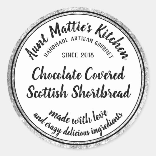 Silver Artisan Handmade Gourmet Food Label Runder Aufkleber (Vorderseite)