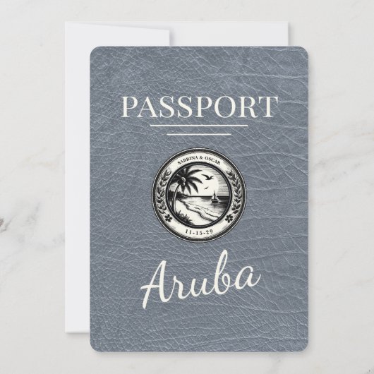 Silver Aruba Passport Hochzeit Einladung (Rückseite)