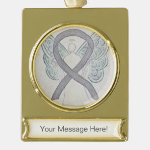 Silver Awareness Ribbon Angel Kunst, Dichtung und Banner-Ornament Gold