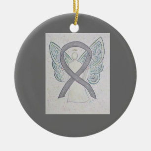 Silver Awareness Ribbon Angel Kunst, Dichtung und Keramikornament