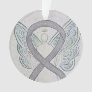 Silver Awareness Ribbon Angel Ornamente