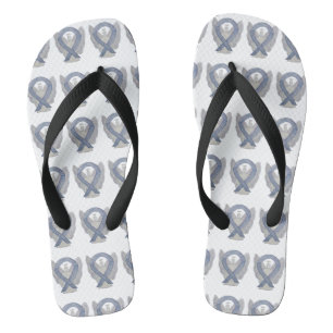 Silver Awareness Ribbon Engel Custom Flip Flops Badesandalen