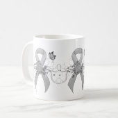 Silver Awareness Ribbon mit Butterfly Kaffeetasse (Vorderseite Links)