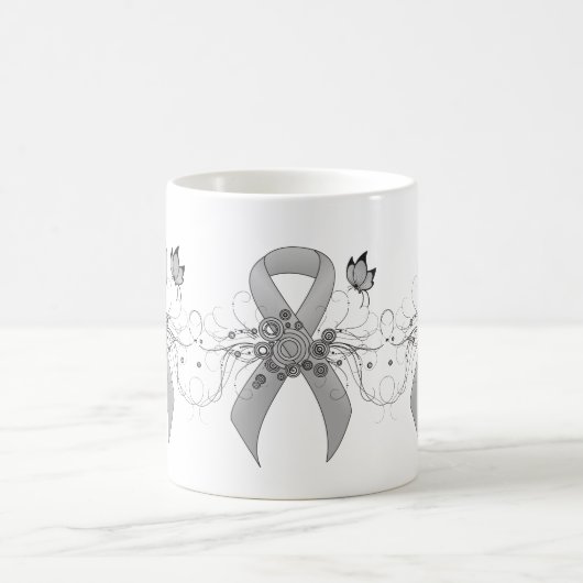 Silver Awareness Ribbon mit Butterfly Kaffeetasse (Mittel)