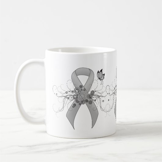 Silver Awareness Ribbon mit Butterfly Kaffeetasse (Links)