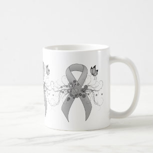 Silver Awareness Ribbon mit Butterfly Kaffeetasse