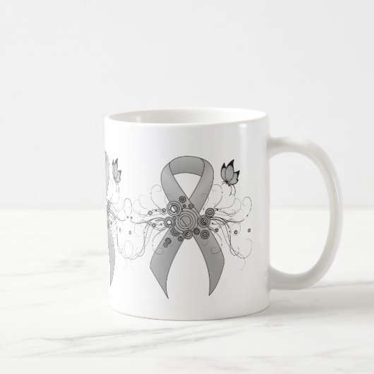 Silver Awareness Ribbon mit Butterfly Kaffeetasse (Rechts)