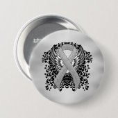 Silver Awareness Ribbon mit Flügeln Button (Vorne & Hinten)