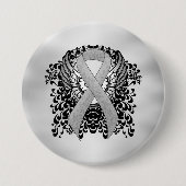 Silver Awareness Ribbon mit Flügeln Button (Vorderseite)