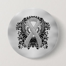 Silver Awareness Ribbon mit Flügeln Button