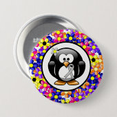 Silver Awareness Ribbon Penguin Button (Vorne & Hinten)