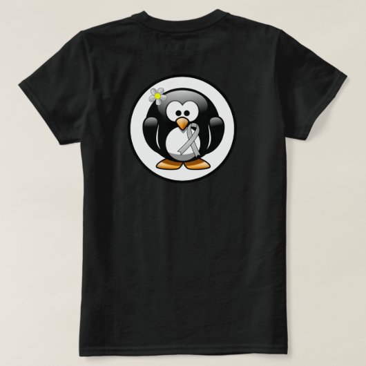 Silver Awareness Ribbon Penguin T-Shirt (Design Rückseite)
