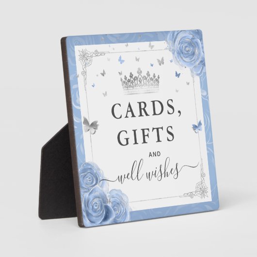 Silver Baby Blue Rose Karten Geschenke und Brunnen Fotoplatte (Vorderseite)