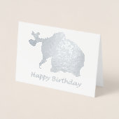 Silver Baby Elephant mit Balloons glücklich Geburt Folienkarte (Vorderseite)
