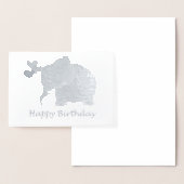 Silver Baby Elephant mit Balloons glücklich Geburt Folienkarte (Anzeige)