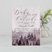 Silver Baby It's Cold Outside Girl Baby Shower Folieneinladung (Stehend vorne)