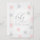 Silver Baby It's Cold Outside Pinguin Baby Dusche Einladung (Rückseite)