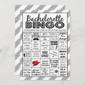Silver Bachelorette Bingo, Party Game, Challenge Einladung (Vorne/Hinten)