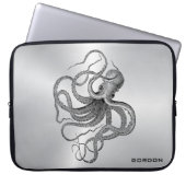Silver Background Nautical Octopus Laptop Sleeve (Vorderseite)