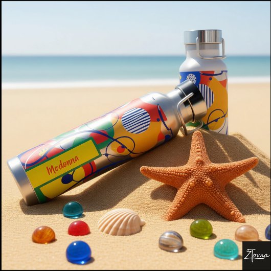 Silver Background Primary Color Abstract Shapes Trinkflasche