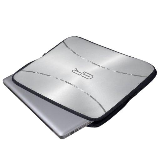 Silver Background Streifen Akzent Laptop-Sieb Laptopschutzhülle (Vorne Knopf)