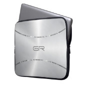 Silver Background Streifen Akzent Laptop-Sieb Laptopschutzhülle (Vorderseite Links)