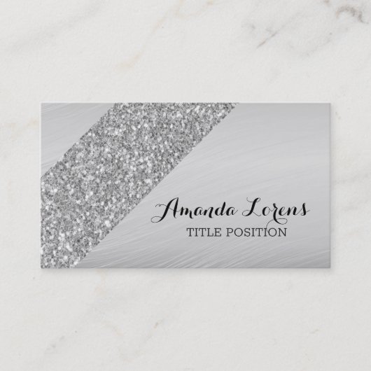 Silver Background und Glitzer Visitenkarte (Vorderseite)