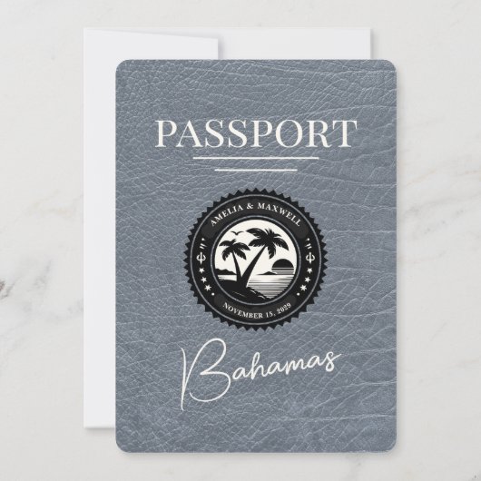 Silver Bahamas Passport Einladung zur Hochzeit (Rückseite)