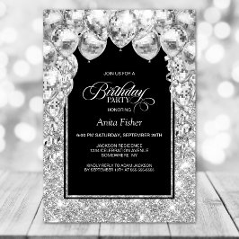 Silver Balloons aller Altersklassen Geburtstagspar Einladung