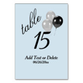 Silver Balloons Custom Blue Text Tischnummer (Rückseite)