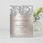 Silver Balloons Diamonds Retirement Party Einladung (Stehend Vorderseite)