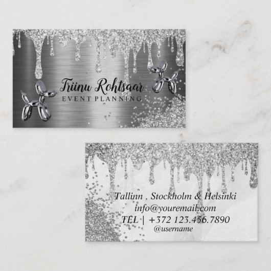 Silver Balloons Eventplanung Visitenkarte (Vorne/Hinten)