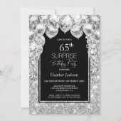 Silver Balloons Überraschung 65. Geburtstagsparty Einladung (Vorderseite)