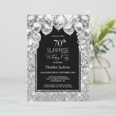 Silver Balloons Überraschung 70. Geburtstagsparty Einladung (Stehend Vorderseite)