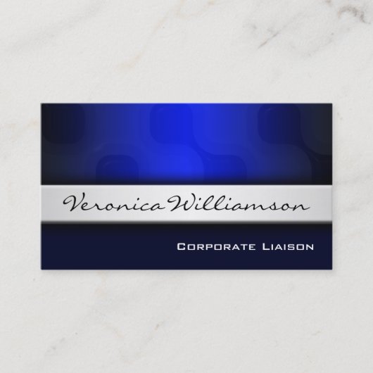 Silver Band Moderne Beruflich Blue Business Card Visitenkarte (Vorderseite)