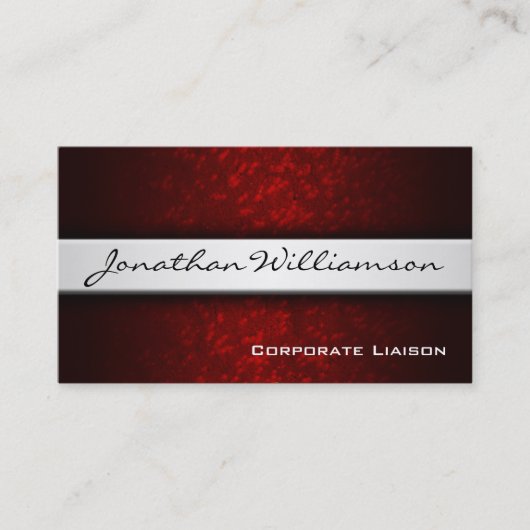 Silver Band Red Modern Beruflich Business Card Visitenkarte (Vorderseite)