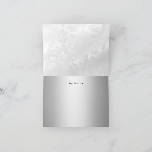 Silver Baptisse Cross & Lace Bow Danke Karte (Innenseite)