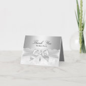Silver Baptisse Cross & Lace Bow Danke Karte (Vorderseite)