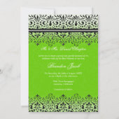 Silver Bar Mitzvah Green Black in White Lace Einladung (Rückseite)