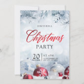 Silver Baubles Snowflakes Weihnachtsfeier Einladung (Vorderseite)