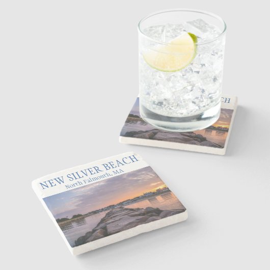 Silver Beach Marmor Untersetzer (Seitenansicht)