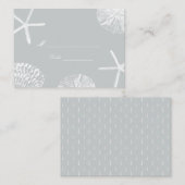 Silver Beach Theme Seashells Wedding Platzkarte (Vorne/Hinten)