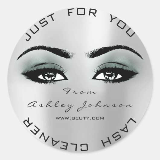 Silver Beauty Glitzer Aquamarin Lash Makeuaner Cle Runder Aufkleber (Vorderseite)