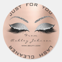 Silver Beauty Salon Glitzer Rose Gold Lash Cleaner Runder Aufkleber