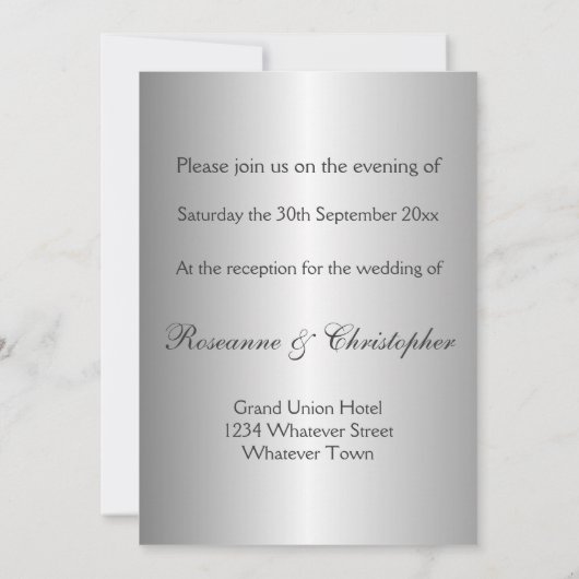 Silver Bells Abend Empfang Wedding Einladung (Rückseite)